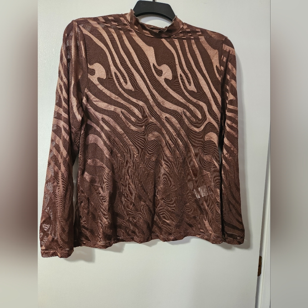 Brown and Gold mesh top